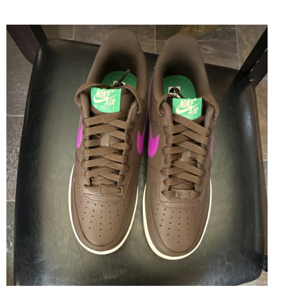 Nike Air Force 1 Brown Purple Green White CT7441-200 Men's Low Top Sneaker